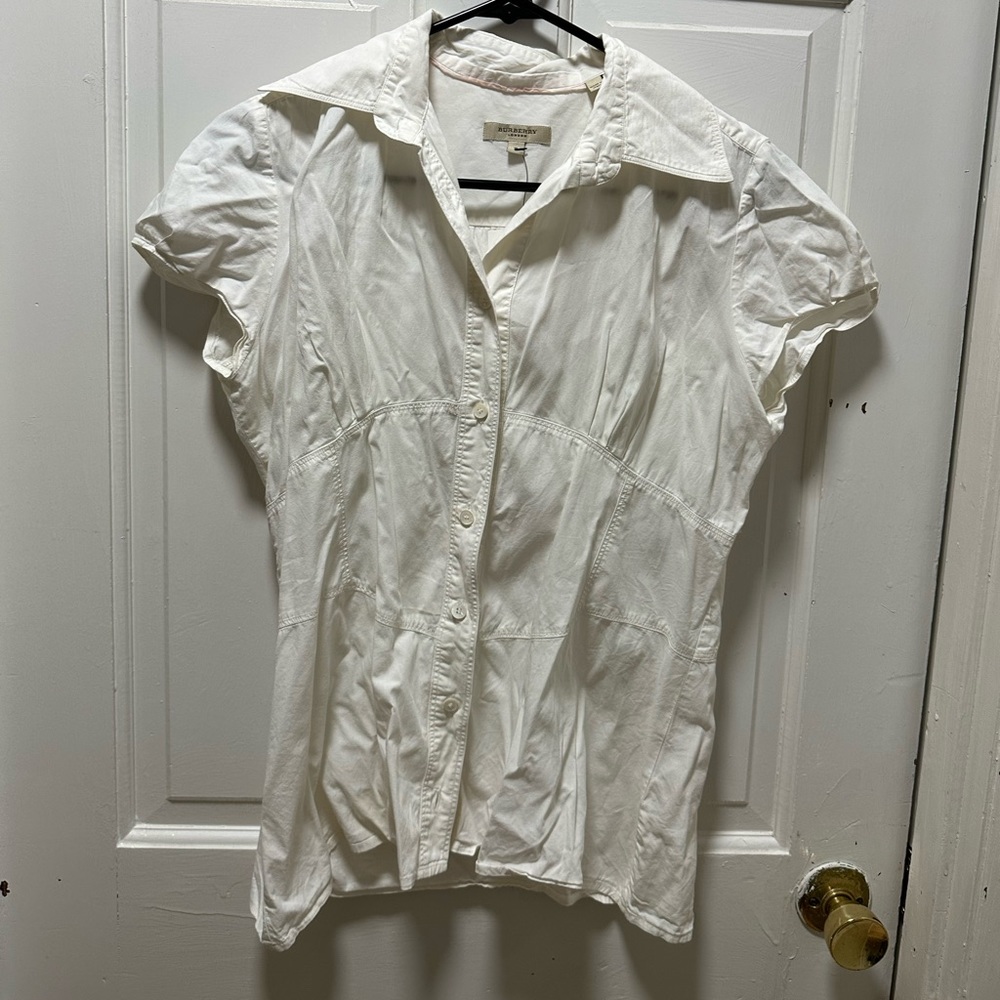 White Burberry short sleeve button down